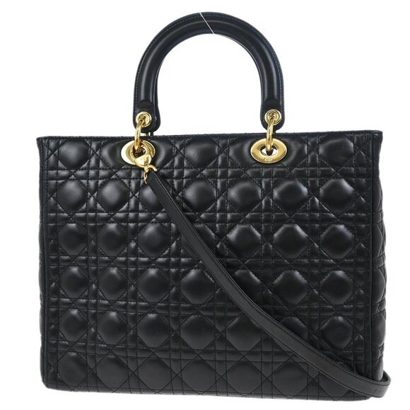 Christian Dior Black Lambskin Lady Dior Cannage 2way Handbag 02-MA-1100 114797 - Picture 2 of 10